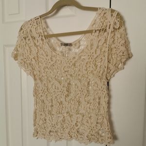 Crocheted Short Sleeve Top